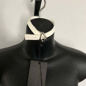 NWT Manokhi White Leather Belted Choker Necklace